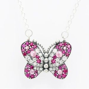 Pandora, pink dazzling, butterfly necklace.